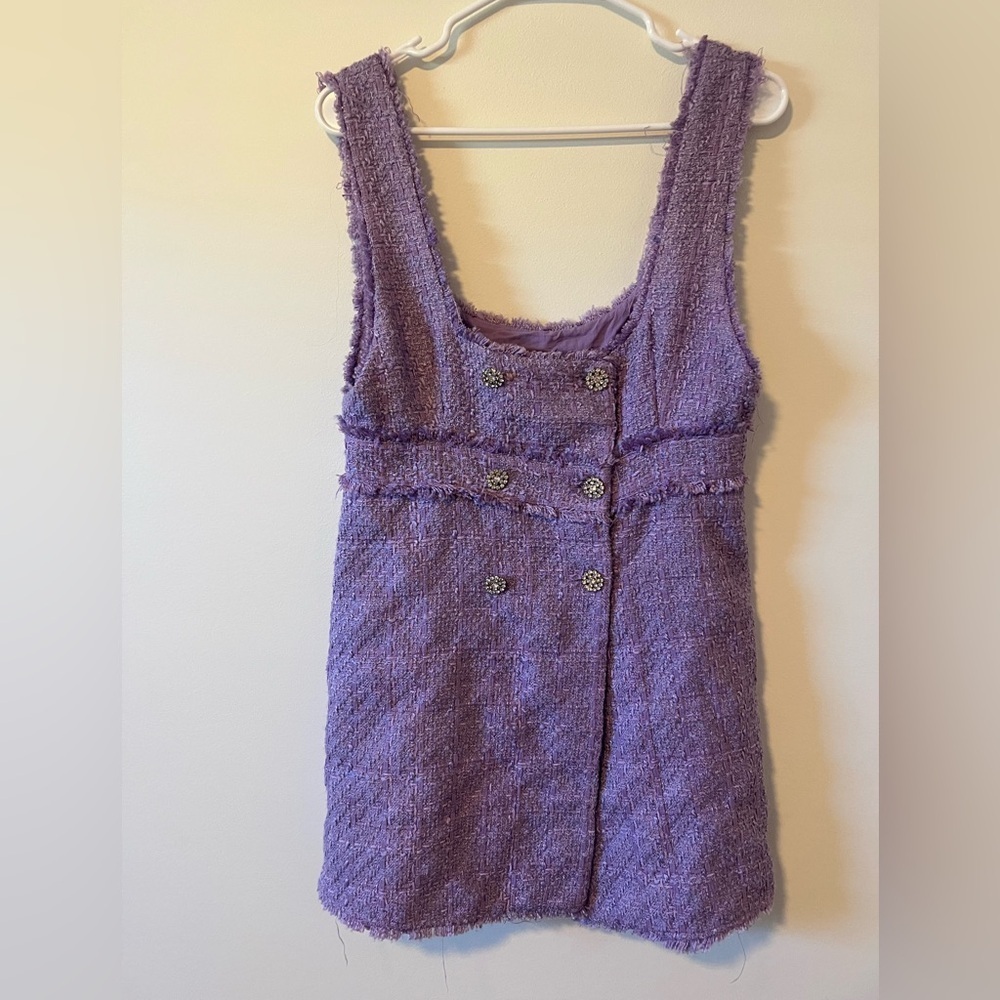 Zara Lilac Tweed vest Dress - Picture 3 of 10